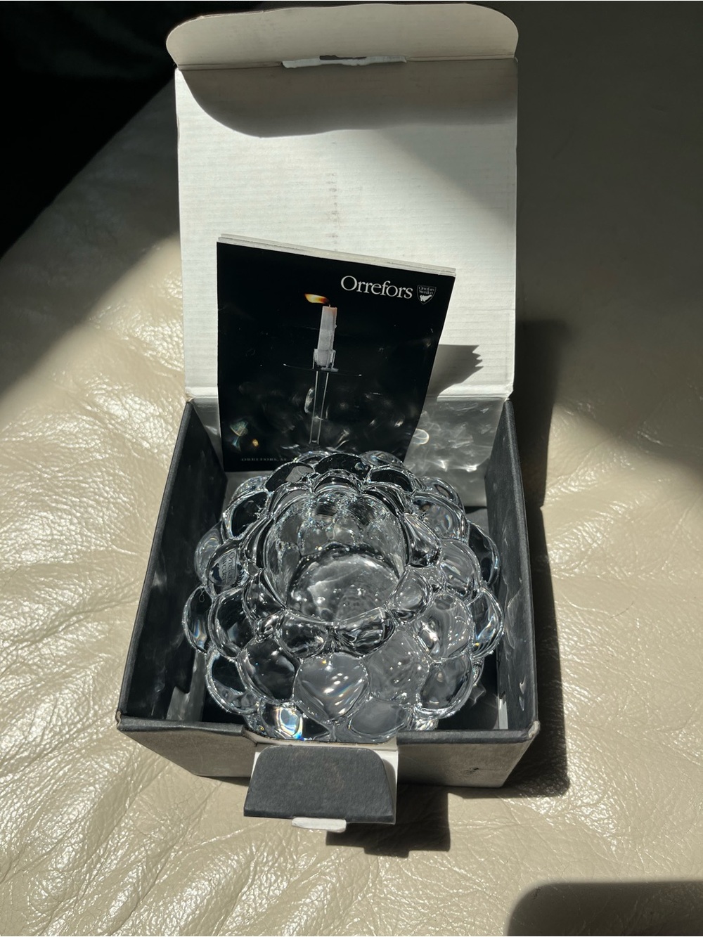 Orrefors of Sweden Crystal Tea Light Candle Holder Bubble